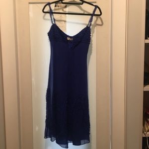 BCBG blue chiffon ruffle dress size 2